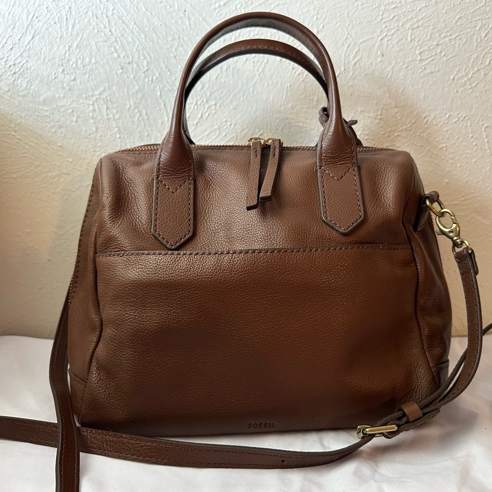 Fossil Small Crossbody Duffel Bag in Deep Brown